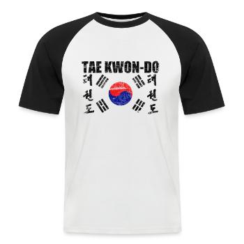 Tae Kwon-Do TaeKwonDo Arts martiaux drapeau coréen - T-shirt baseball manches courtes Homme - blanc/noir - Devant - Nik (191cm)