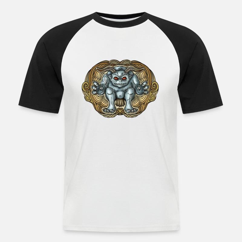 Teufel - Männer Baseball-T-Shirt - Weiß/Schwarz