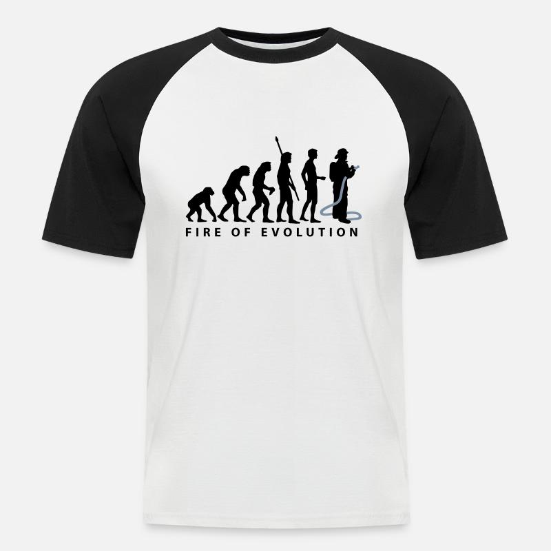 evolution_feuerwehr_2c - Männer Baseball-T-Shirt - Weiß/Schwarz