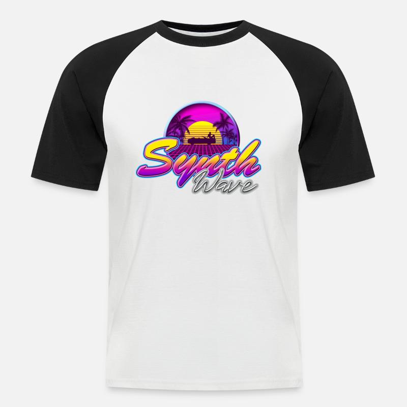 Synth-Wave Music Neon-Vibe Electrowave sunset - Männer Baseball-T-Shirt - Weiß/Schwarz