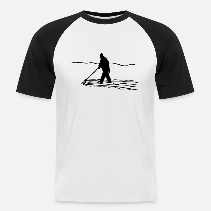 Schnee schieben - Männer Baseball-T-Shirt - Weiß/Schwarz