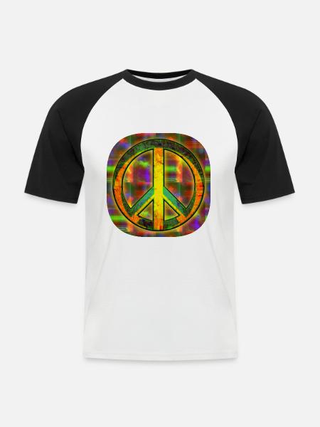 Peace [Zeichen] - Männer Baseball-T-Shirt - Weiß/Schwarz