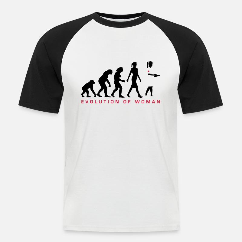 evolution_krankenschwester_122012_c_3c - Männer Baseball-T-Shirt - Weiß/Schwarz