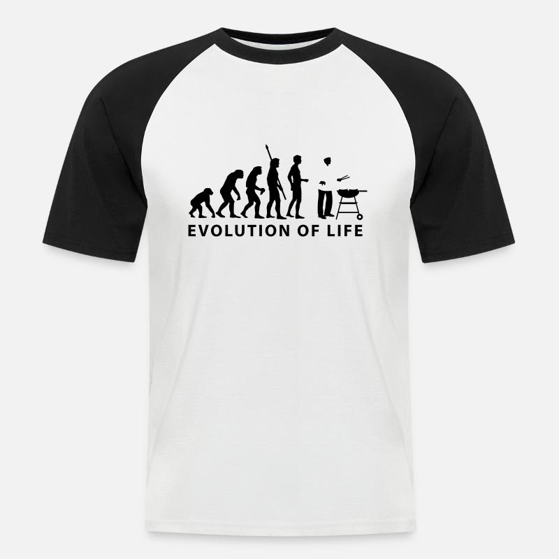evolution_grill_e_2c - Männer Baseball-T-Shirt - Weiß/Schwarz