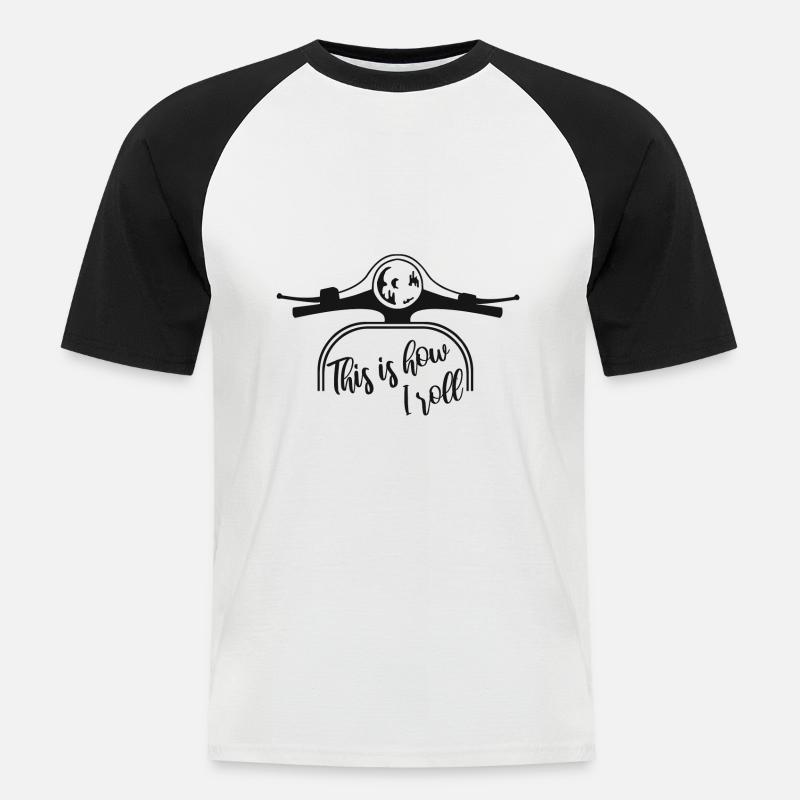 Zweitakter Roller Motorroller Moped - Männer Baseball-T-Shirt - Weiß/Schwarz