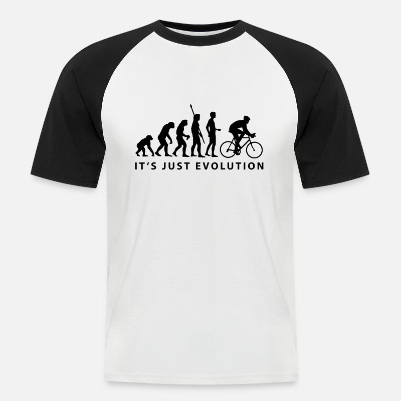 evolution_radfahrer_b - Männer Baseball-T-Shirt - Weiß/Schwarz