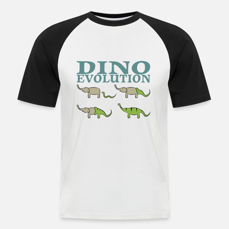 Dino Evolution Dinosaur Elephant - Men's Baseball T-Shirt - white/black