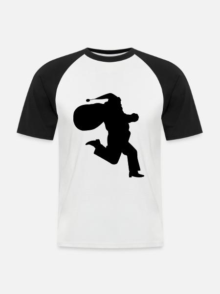 Santa Claus is running - Männer Baseball-T-Shirt - Weiß/Schwarz