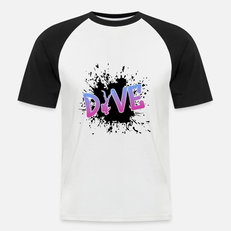 tauchen dive diver - Männer Baseball-T-Shirt - Weiß/Schwarz