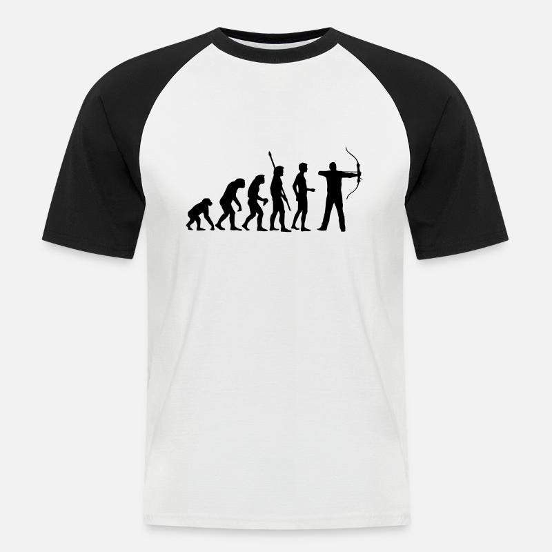 evolution_bogenschiessen - Men's Baseball T-Shirt - white/black