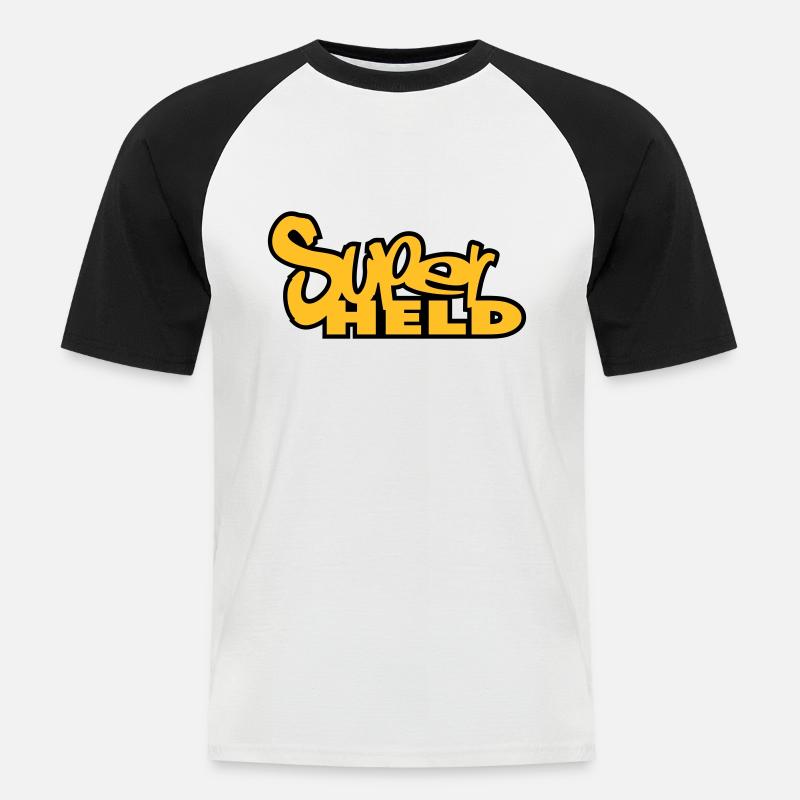 superheld - Männer Baseball-T-Shirt - Weiß/Schwarz