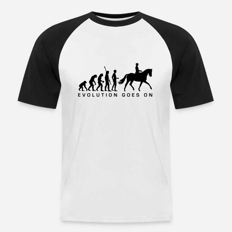 evolution_reiter_b - Männer Baseball-T-Shirt - Weiß/Schwarz