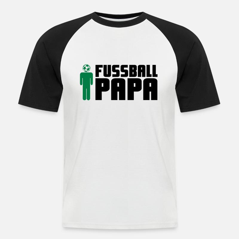 Fußball Papa - Männer Baseball-T-Shirt - Weiß/Schwarz