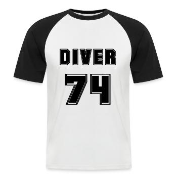 DIVER 74 - T-shirt baseball manches courtes Homme - blanc/noir - Devant - Nik (191cm)