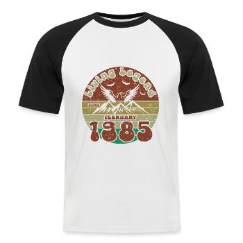 40th Birthday Living Legend since VIN 02/1985 - Men's Baseball T-Shirt - white/black - Front - Nik (191cm)