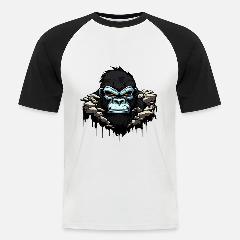 Gorilla silberrücken Affe - Männer Baseball-T-Shirt - Weiß/Schwarz