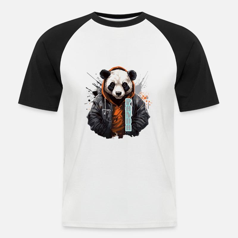 Panda Bär - Männer Baseball-T-Shirt - Weiß/Schwarz