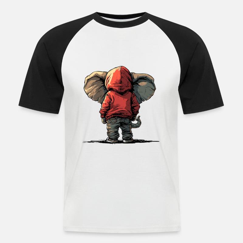 Elefant Rüssel Dickhäuter - Männer Baseball-T-Shirt - Weiß/Schwarz