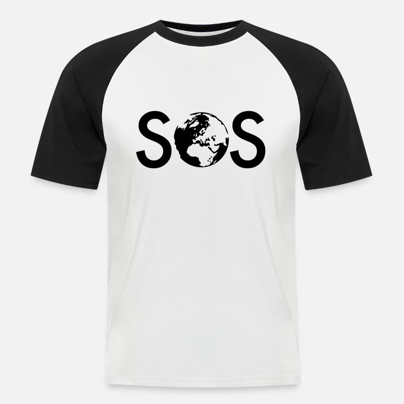 SOS - Männer Baseball-T-Shirt - Weiß/Schwarz