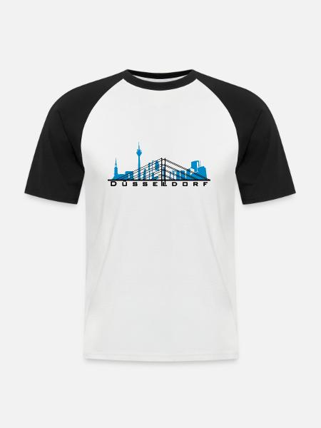 Düsseldorf - Männer Baseball-T-Shirt - Weiß/Schwarz