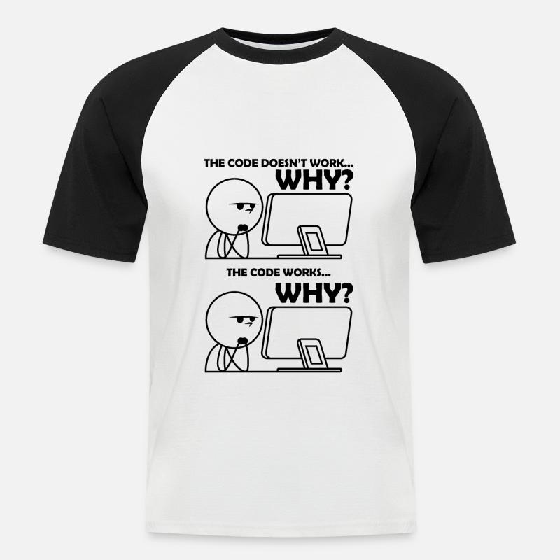 Programming Code Funny - Men's Baseball T-Shirt - white/black