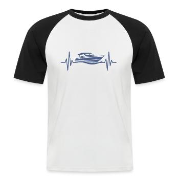 Motorboot Herzschlag Yacht Sportboot Kapitän - Männer Baseball-T-Shirt - Weiß/Schwarz - Vorne - Nik (191cm)