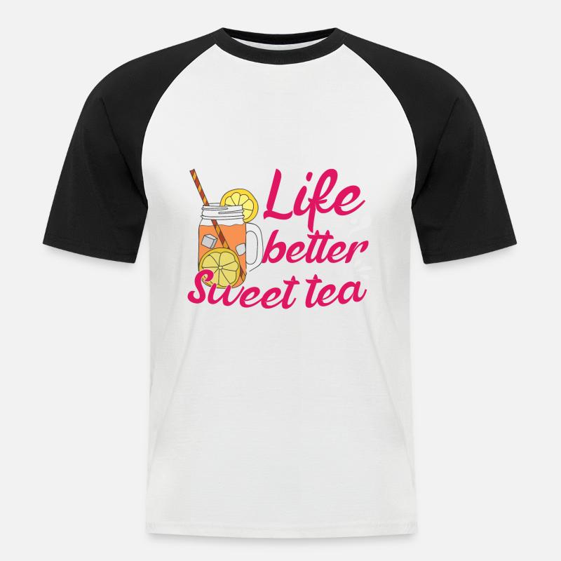 Frauen Süßer Tee - Männer Baseball-T-Shirt - Weiß/Schwarz