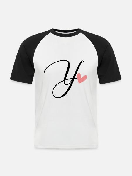 First letter Y letter Ypsilon Calligraphy - Men's Baseball T-Shirt - white/black
