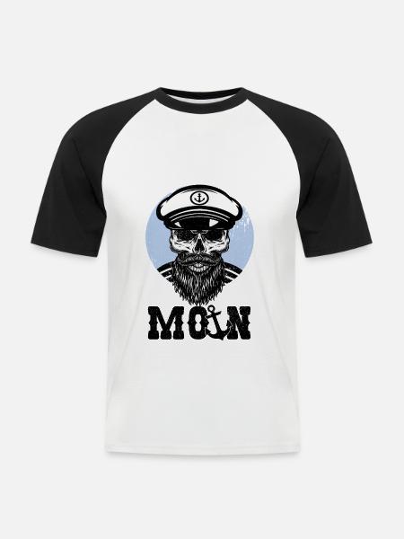 Moin Norddeutsch - Männer Baseball-T-Shirt - Weiß/Schwarz