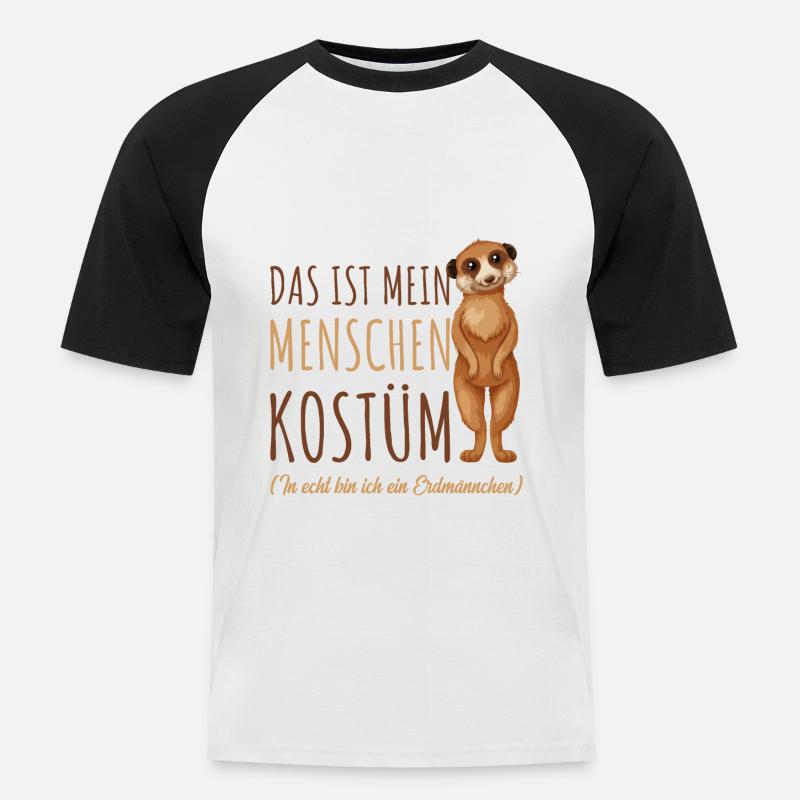 Erdmännchen - Männer Baseball-T-Shirt - Weiß/Schwarz