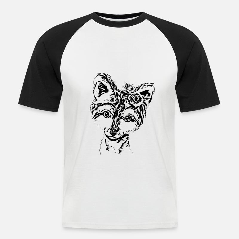 Fuchs - Männer Baseball-T-Shirt - Weiß/Schwarz
