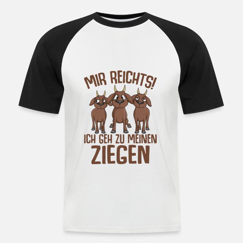 Ziege - Männer Baseball-T-Shirt - Weiß/Schwarz