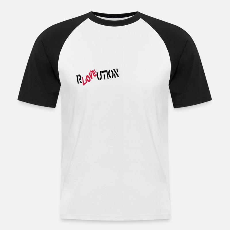 rloveution - Männer Baseball-T-Shirt - Weiß/Schwarz