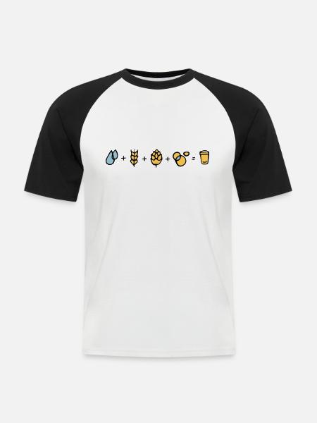 Bier Formel - Männer Baseball-T-Shirt - Weiß/Schwarz