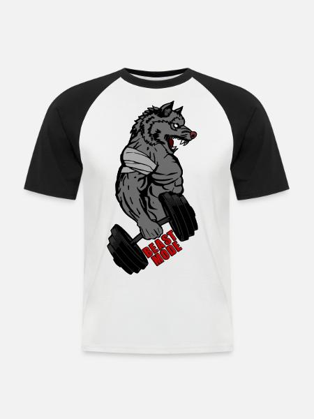 NO PAIN NO GAIN - Männer Baseball-T-Shirt - Weiß/Schwarz