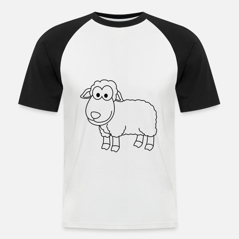 Schaf Comic Tier - Männer Baseball-T-Shirt - Weiß/Schwarz