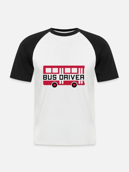 Bus driver (two bus halves) - Men's Baseball T-Shirt - white/black