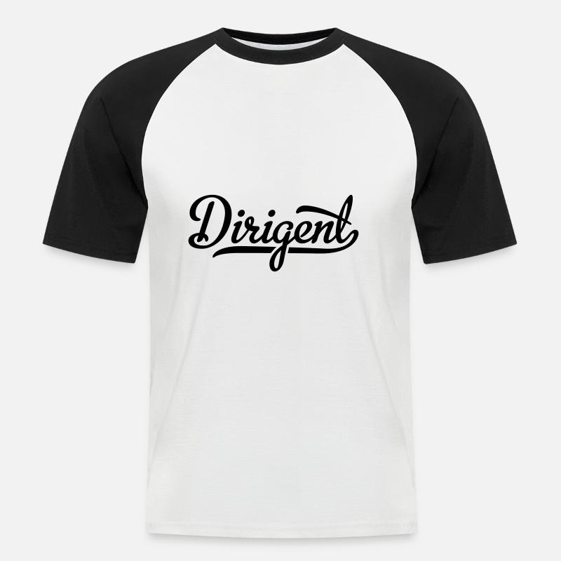 Dirigent - Männer Baseball-T-Shirt - Weiß/Schwarz