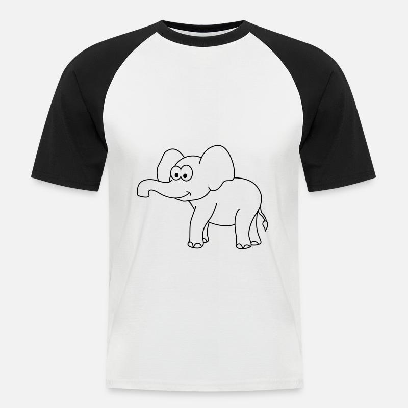 Elefant Comic - Männer Baseball-T-Shirt - Weiß/Schwarz