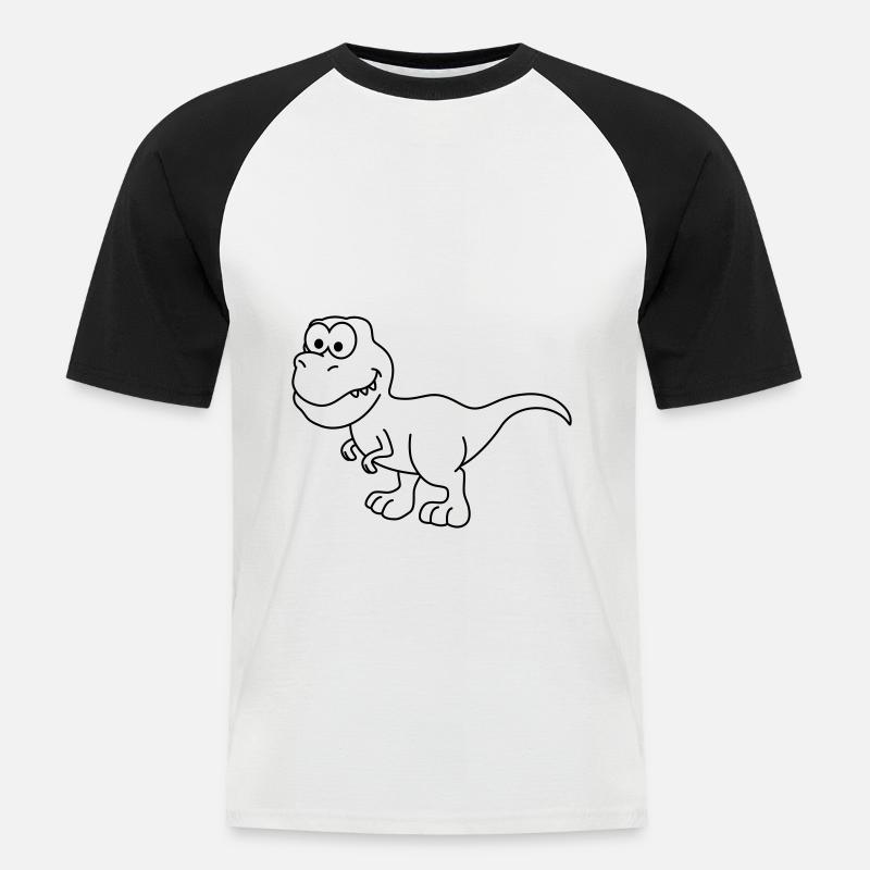 Dinosaurier T-Rex Comic - Männer Baseball-T-Shirt - Weiß/Schwarz