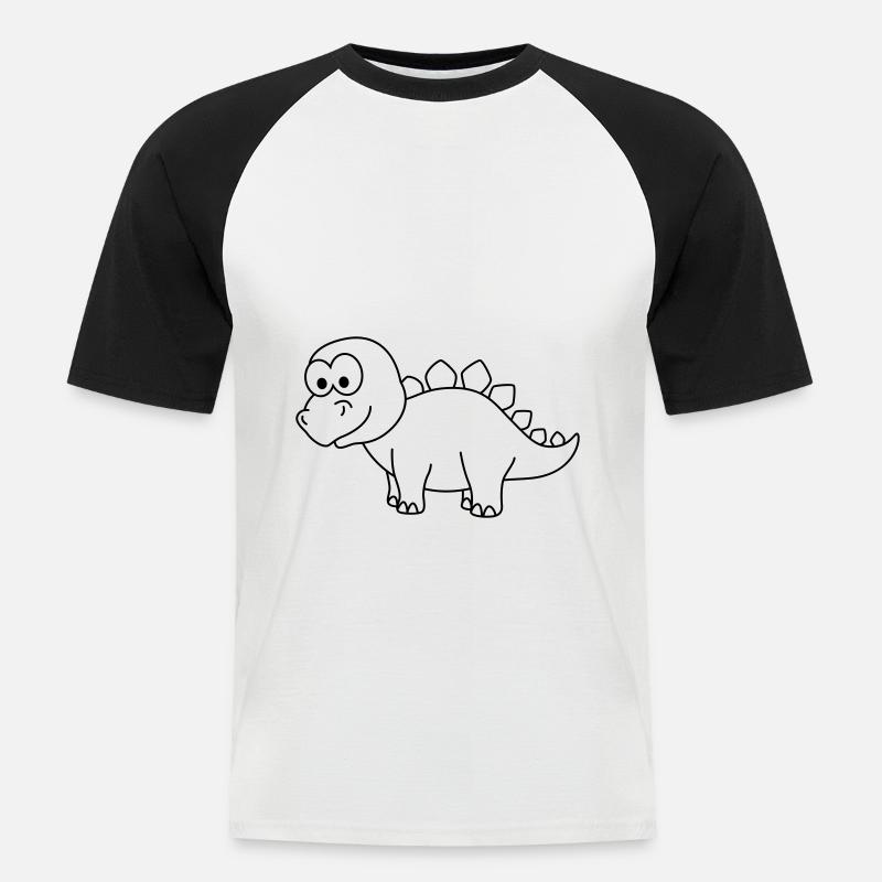 Dinosaurier stegosaurus Comic - Männer Baseball-T-Shirt - Weiß/Schwarz