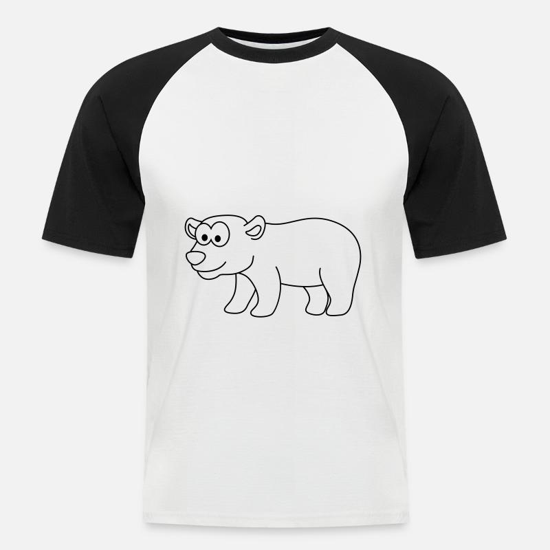 Eisbär Comic Tier - Männer Baseball-T-Shirt - Weiß/Schwarz