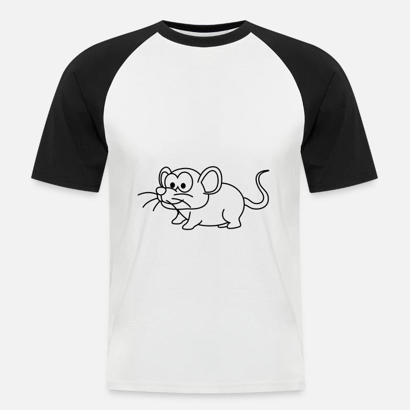 Maus Comic Tier - Männer Baseball-T-Shirt - Weiß/Schwarz