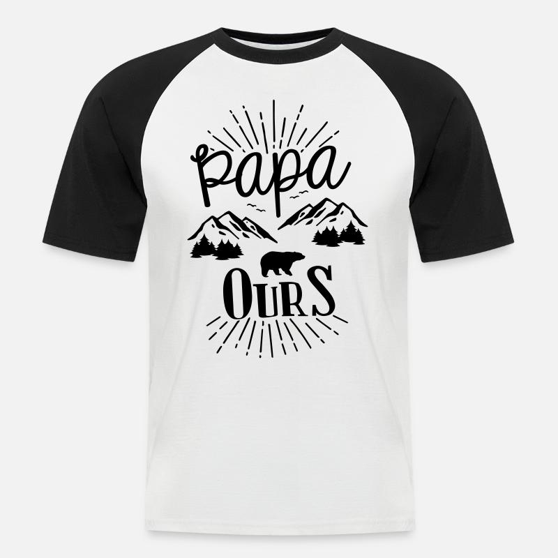 Papa Bär - Männer Baseball-T-Shirt - Weiß/Schwarz