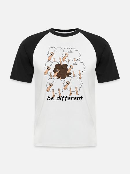 Schafherde - Männer Baseball-T-Shirt - Weiß/Schwarz
