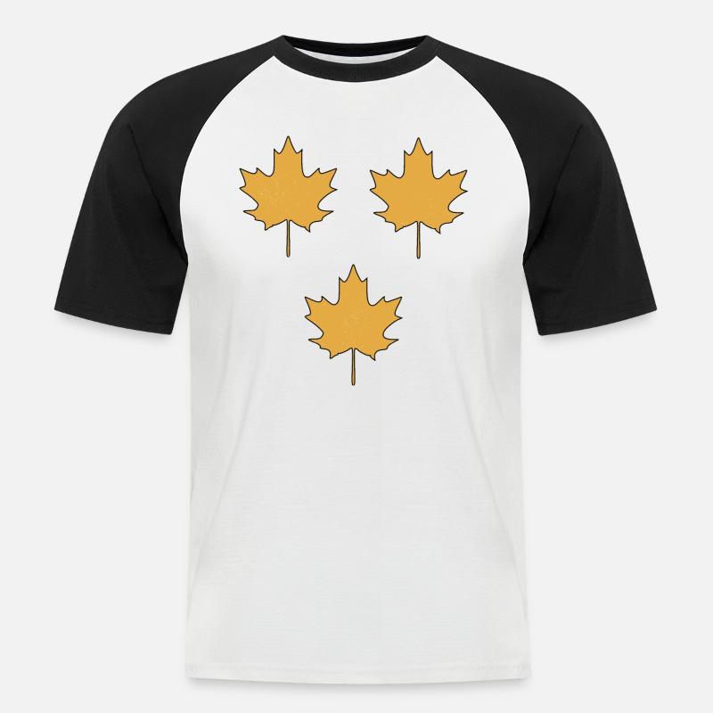 maple leaf pattern - Men's Baseball T-Shirt - white/black