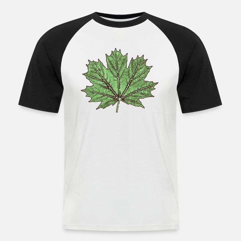Maple leaf / leaf maple - Botany - Men's Baseball T-Shirt - white/black