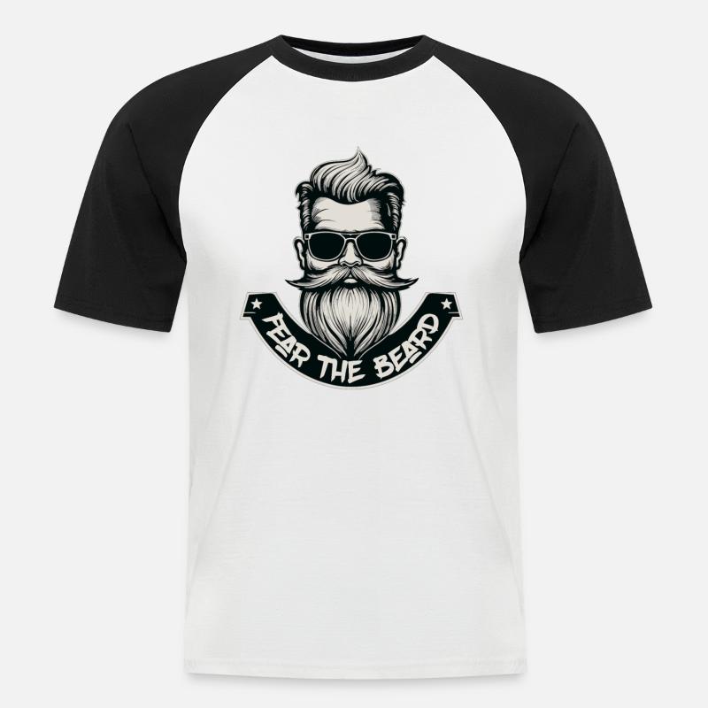 Fear the Beard - Bärtiger Mann - Männer Baseball-T-Shirt - Weiß/Schwarz