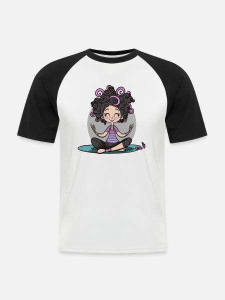 Yoga Lotus Pose - Männer Baseball-T-Shirt - Weiß/Schwarz