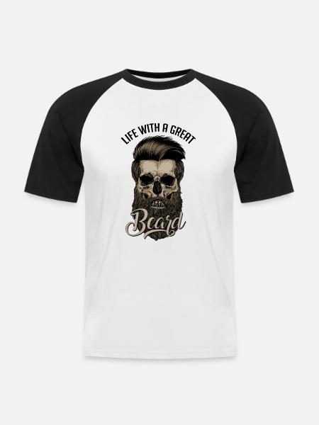 Great Beard - Men's Baseball T-Shirt - white/black